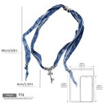 DIY Charm Bar Base: Blue Tie-Dye Ribbon Necklace - Silver Key & Beads Choker - Adjustable Versatile Fabric Jewelry - Image 5