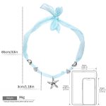 Mermaidcore Starfish Ribbon Choker - Coastal Blue Silk Feel Wrap Necklace - Summer Beach Aesthetic Jewelry for Women - Image 4