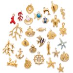 Gold Sea Life Charms for DIY Jewelry - Starfish, Shell, Turtle Pendants for Charm Bar, Bag Hooks, Necklace & Bracelet DIY