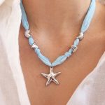 Mermaidcore Starfish Ribbon Choker - Coastal Blue Silk Feel Wrap Necklace - Summer Beach Aesthetic Jewelry for Women - Image 5