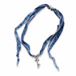 DIY Charm Bar Base: Blue Tie-Dye Ribbon Necklace - Silver Key & Beads Choker - Adjustable Versatile Fabric Jewelry - Image 4