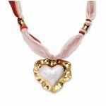 The "Ethereal Heart" Gradient Ribbon Necklace - Large Hammered Gold Heart Choker - Romantic Gift for Anniversary & Dates - Image 5