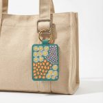 teal floral card holder bag charm