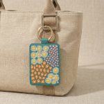teal floral card holder bag charm
