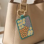teal floral card holder bag charm