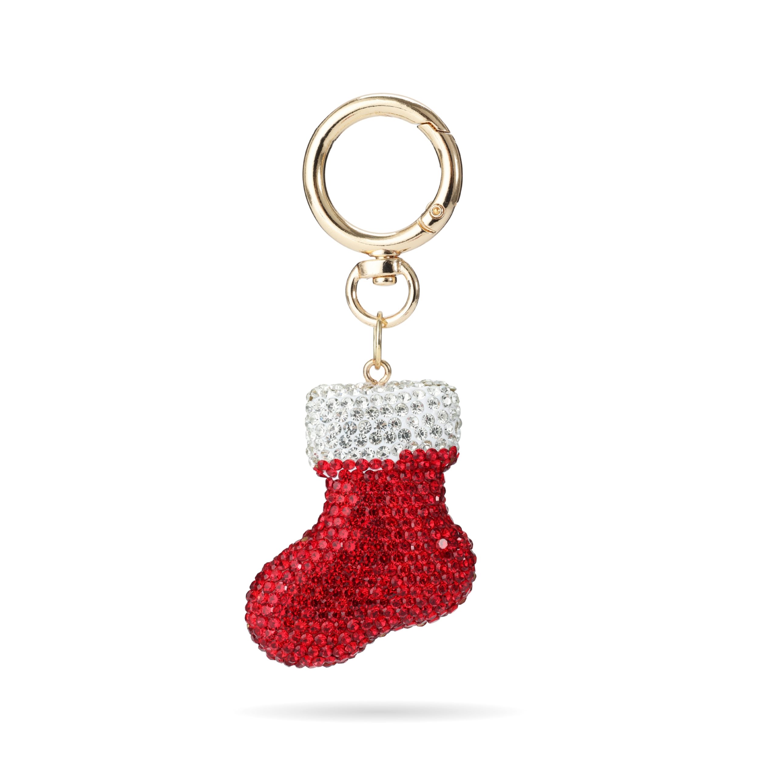 1 (5) rhinestone christmas stocking bag charm