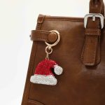 rhinestone santa hat bag charm