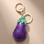 eggplant bag charm