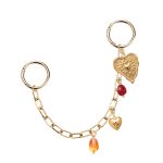 heart amber chain bag charm
