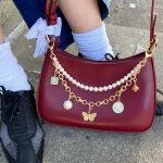 blue butterfly pearl chain bag charm