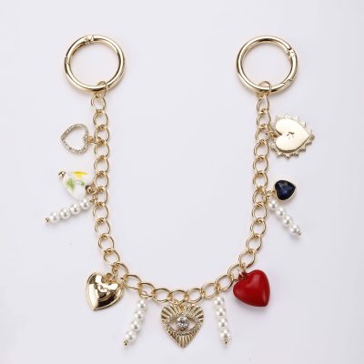 heart charm chain bag charm