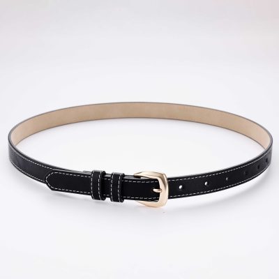 white stitching belt